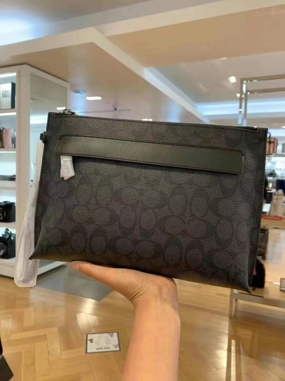 Coach Men's Black Signature Print Toiletry Pouch